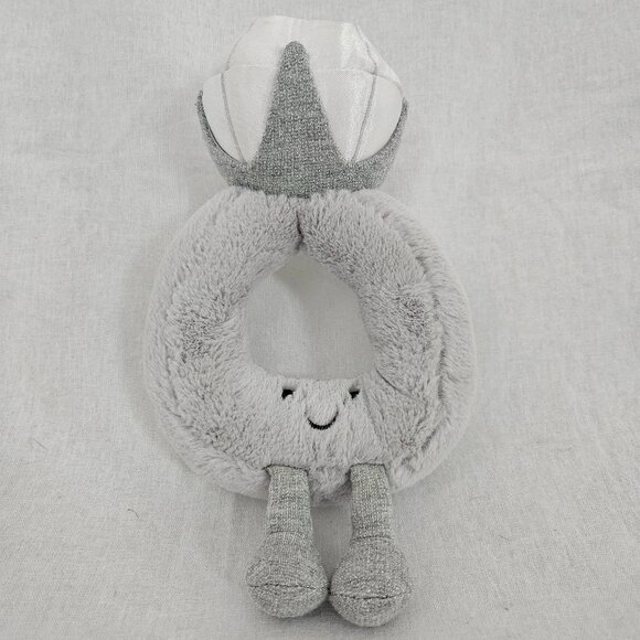 Jellycat Amuseables Diamond Ring Plush Rattle – Silver Gray Baby Toy - Picture 1 of 11